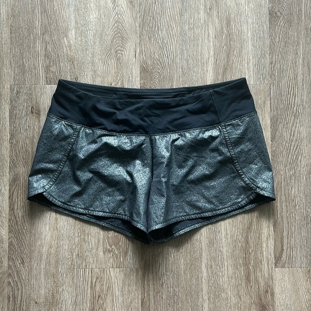 lululemon athletica Black and Silver Athletic Shorts